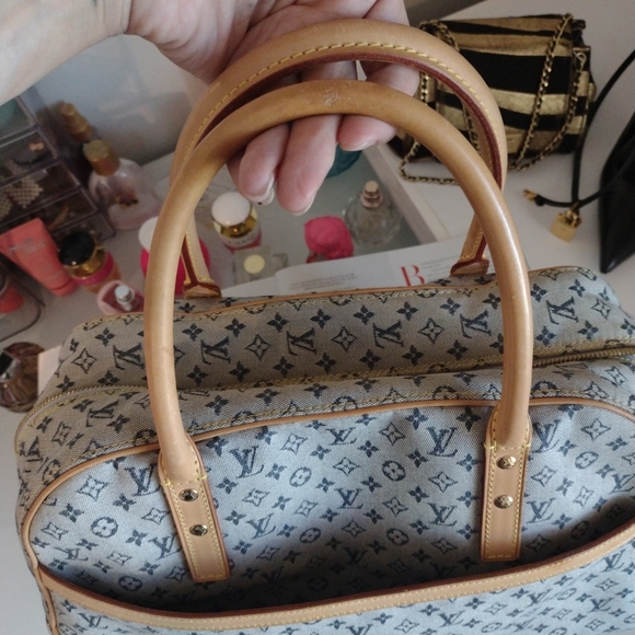 SOLD 💔 Louis Vuitton Mini Lin Marie Navy Monogram Speedy Deauville Boston Bag - Picture 12 of 15